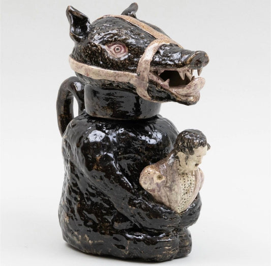 Pearlware Bear Jug and Cover, English, Early 19th Century