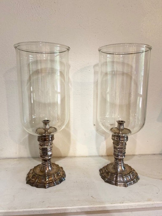 Pair of Silvered Bronze Photophores, 20th Century