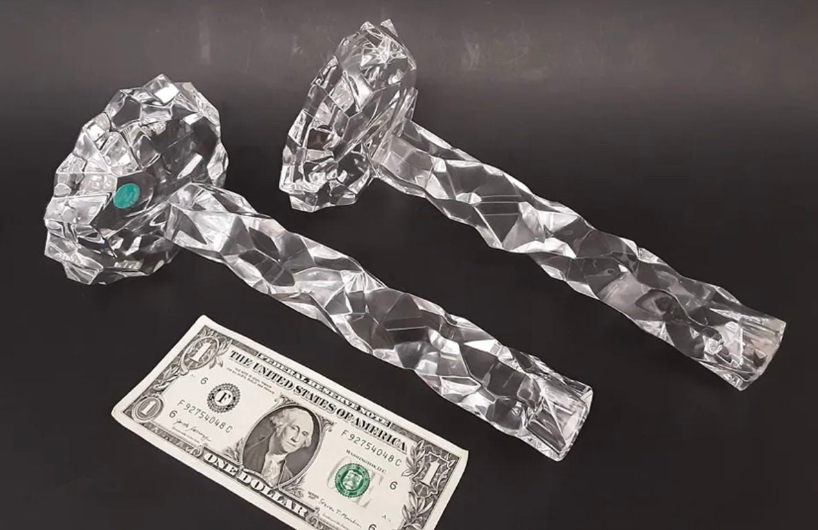 Pair of Tiffany Faux Rock Crystal Candlesticks by Van Day Truex, 20th Century