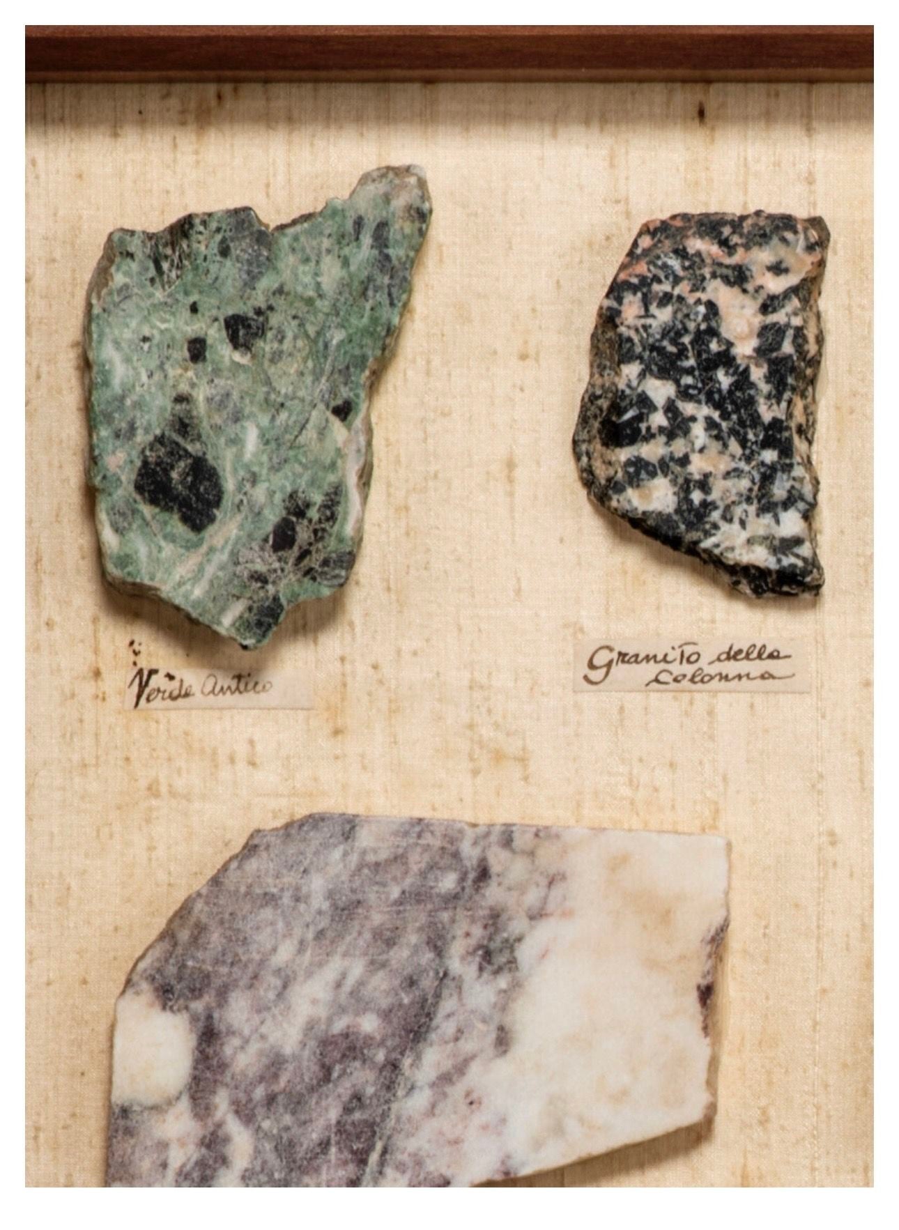 Grand Tour Framed Porphyry and Marble Specimens, 19th Century
