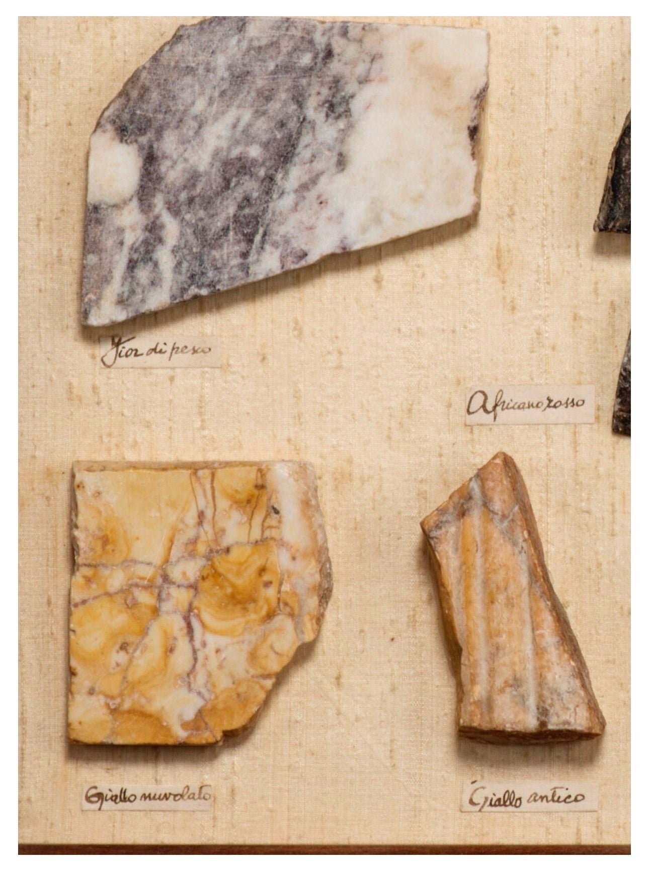 Grand Tour Framed Porphyry and Marble Specimens, 19th Century