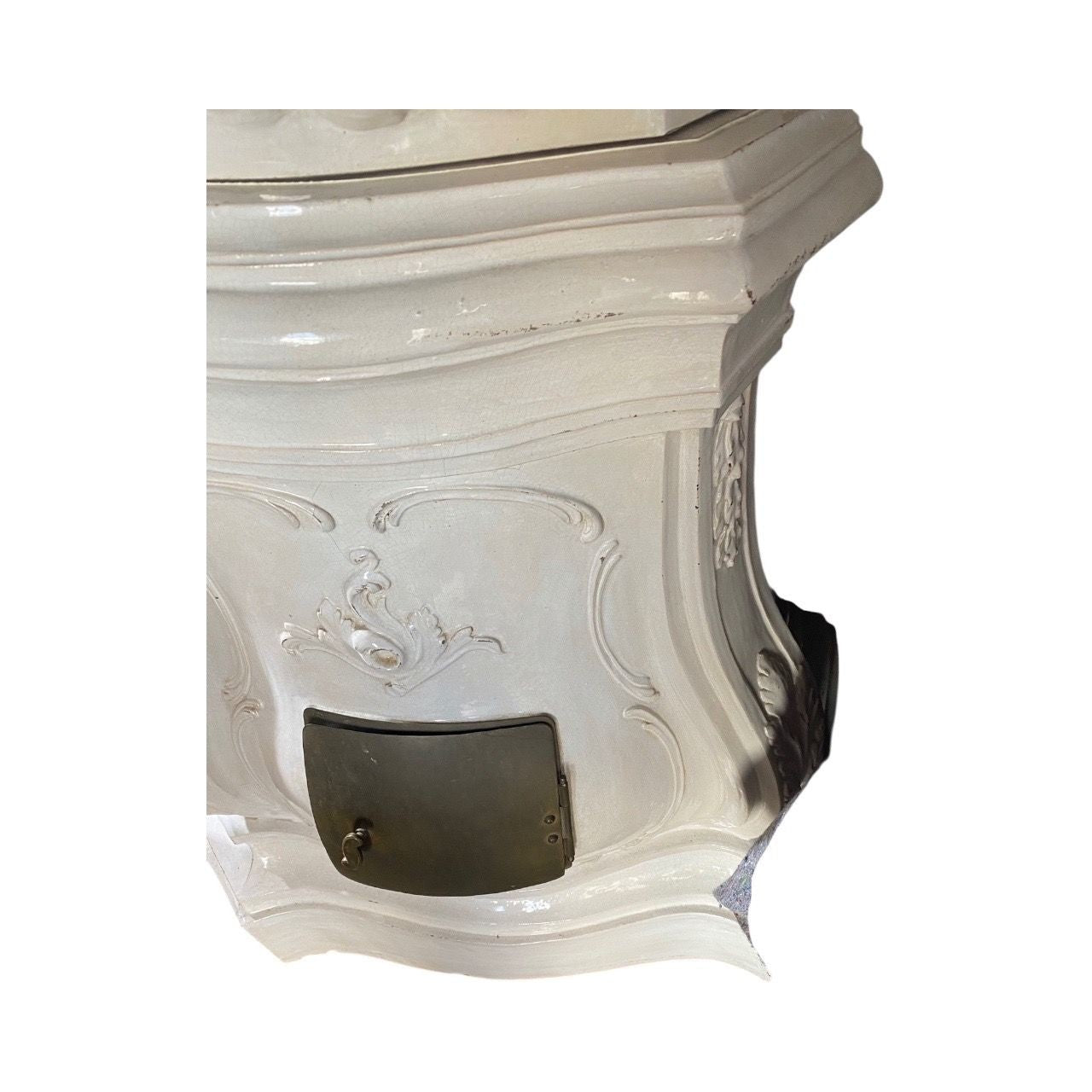 An Italian or Austrian Chinoiserie Off White Glazed Terracotta Stove, 20th Century