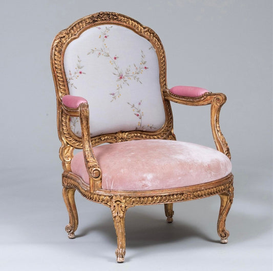 A Louis XV Style Carved Giltwood Armchair, 19C