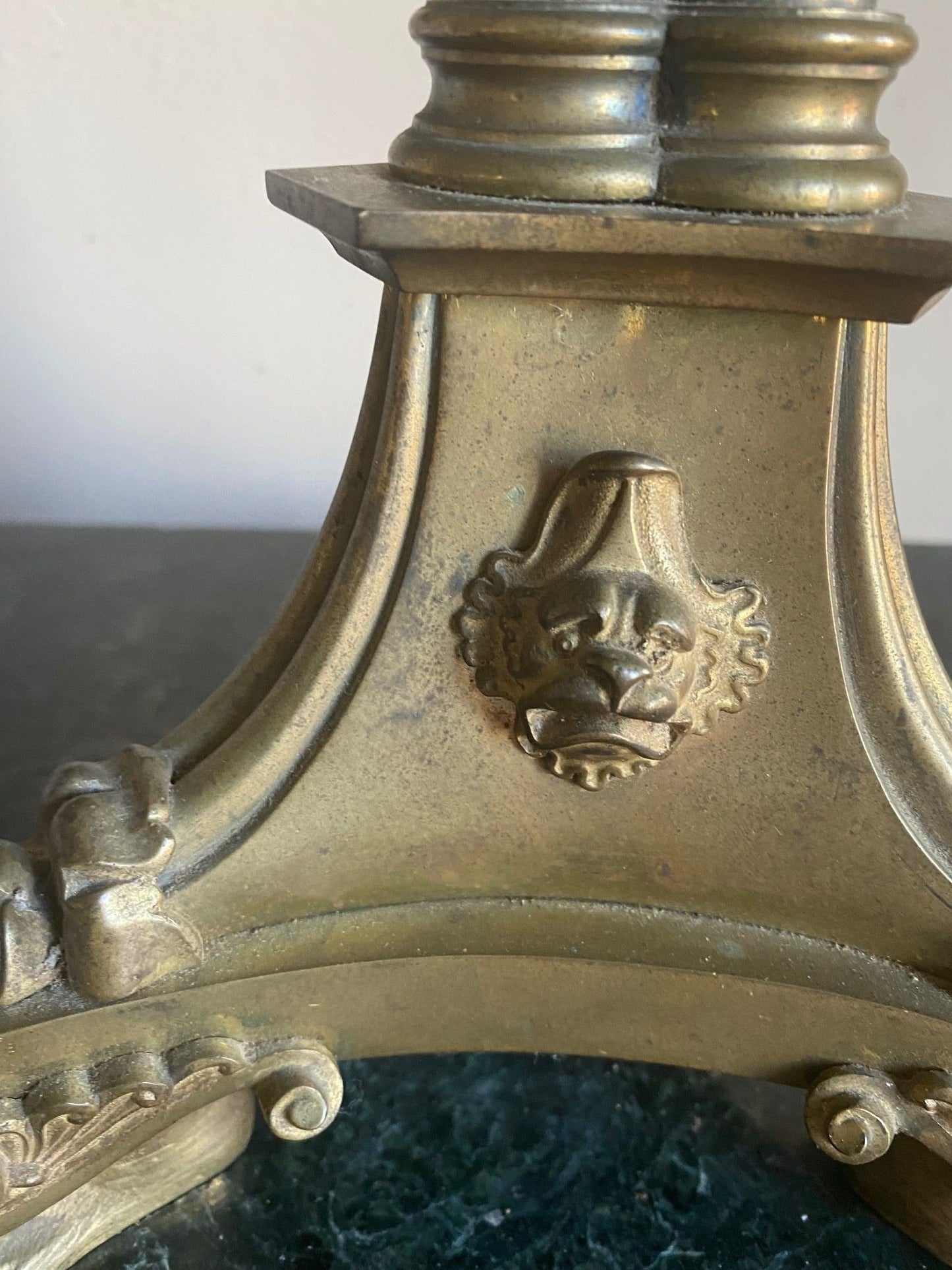 A George IV 'Cluster-Column' Bronze Lamp, Early 19th Century