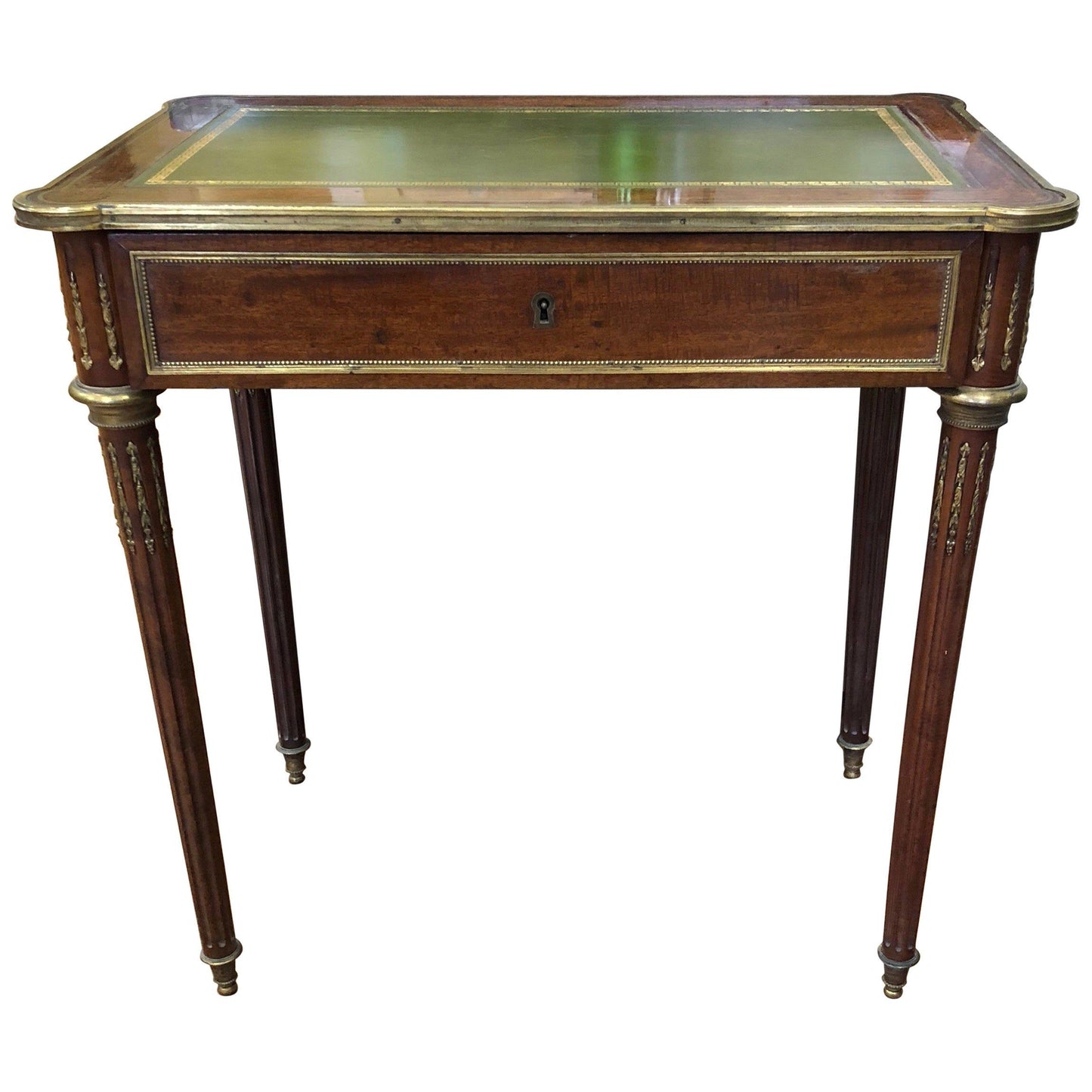 Louis XVI Style Brass Inlaid Mahogany Desk, 20th Century