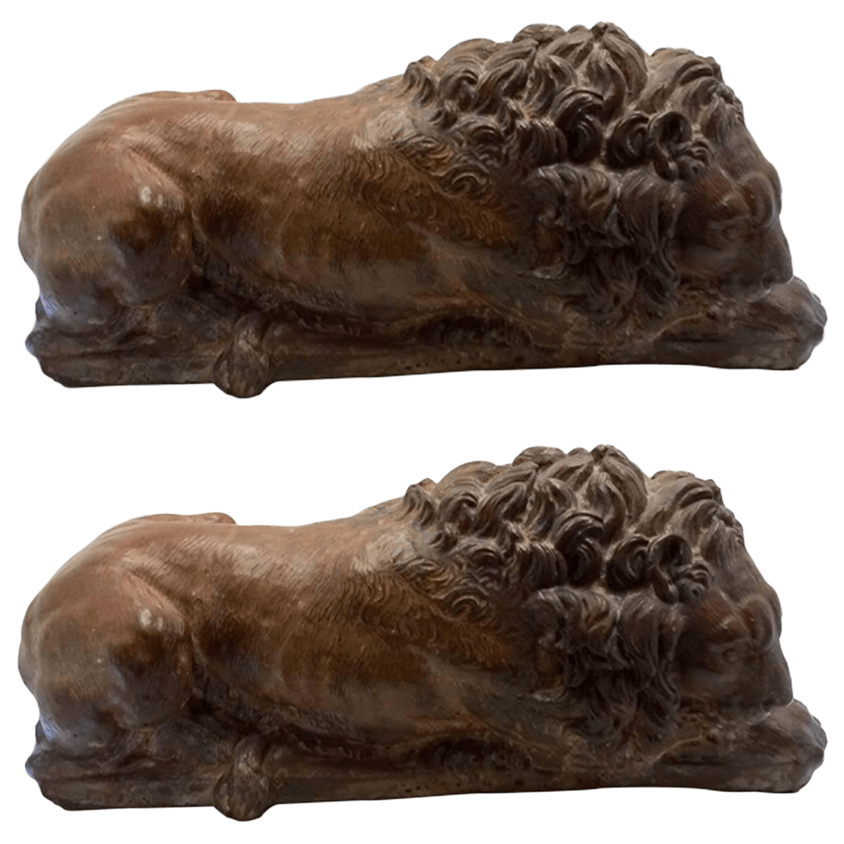 Pair of Terracotta Lions, after Canova, 19th Century