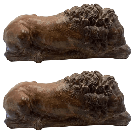 Pair of Terracotta Lions, after Canova, 19th Century