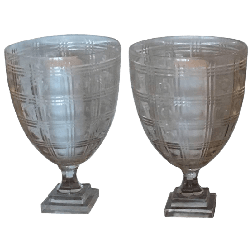 Pair of Regency Style Glass Photophores, 20th Century