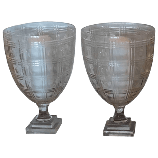 Pair of Regency Style Glass Photophores, 20th Century