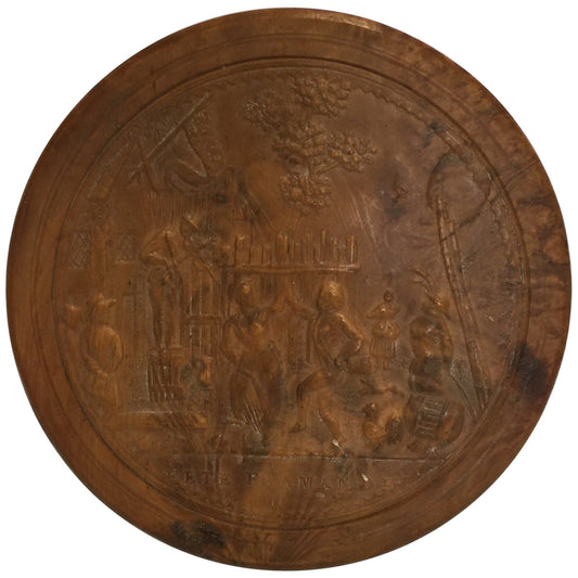 Pressed Wood Snuff Box, 19th Century "Fete Flamande"