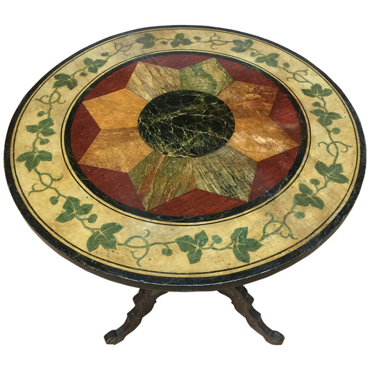 Napoleon III Painted Round Tilt-Top Table, Late 19th Century