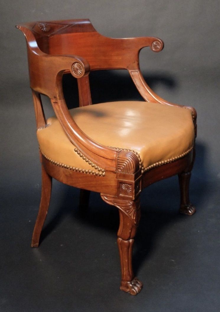 An Empire Mahogany Desk Chair, Early 19th Century