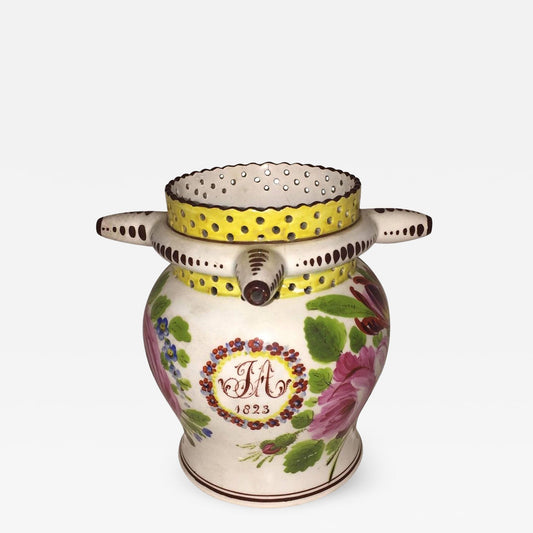 George IV Painted Puzzle Jug, Dated 1823 with Initials JA