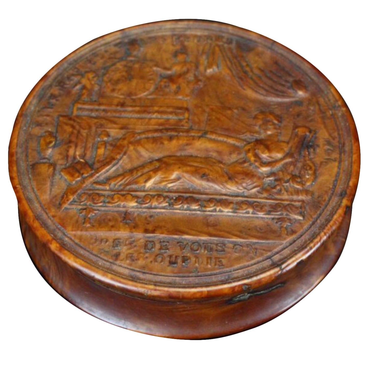 Empire French Pressed Wood Snuff Box, Early 19th Century