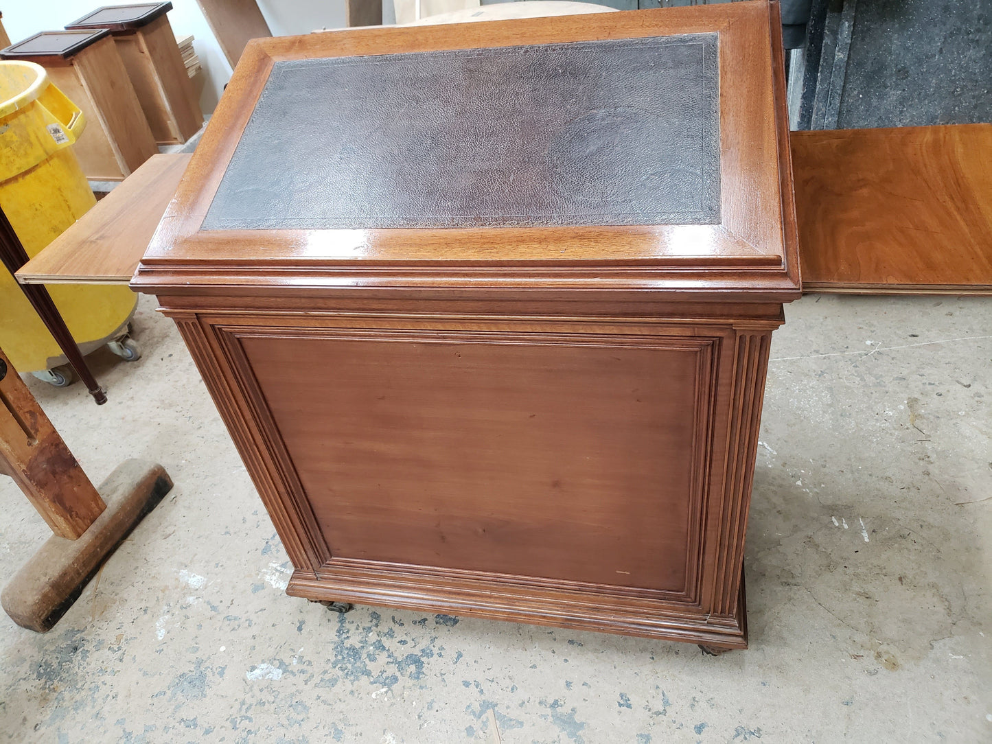 Louis XVI Style Mahogany Architects Table with Side Cabinet, 20th Century