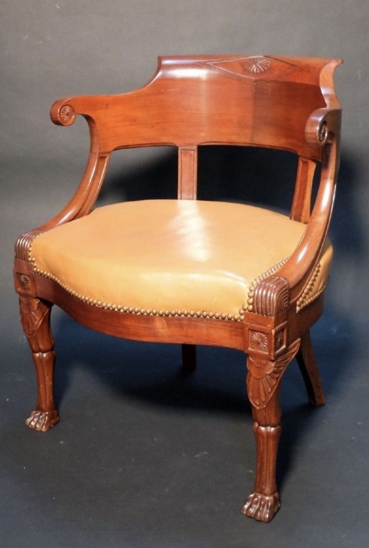 An Empire Mahogany Desk Chair, Early 19th Century