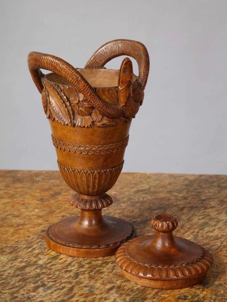 Empire Fruitwood Covered Vase, French, Early 19th Century
