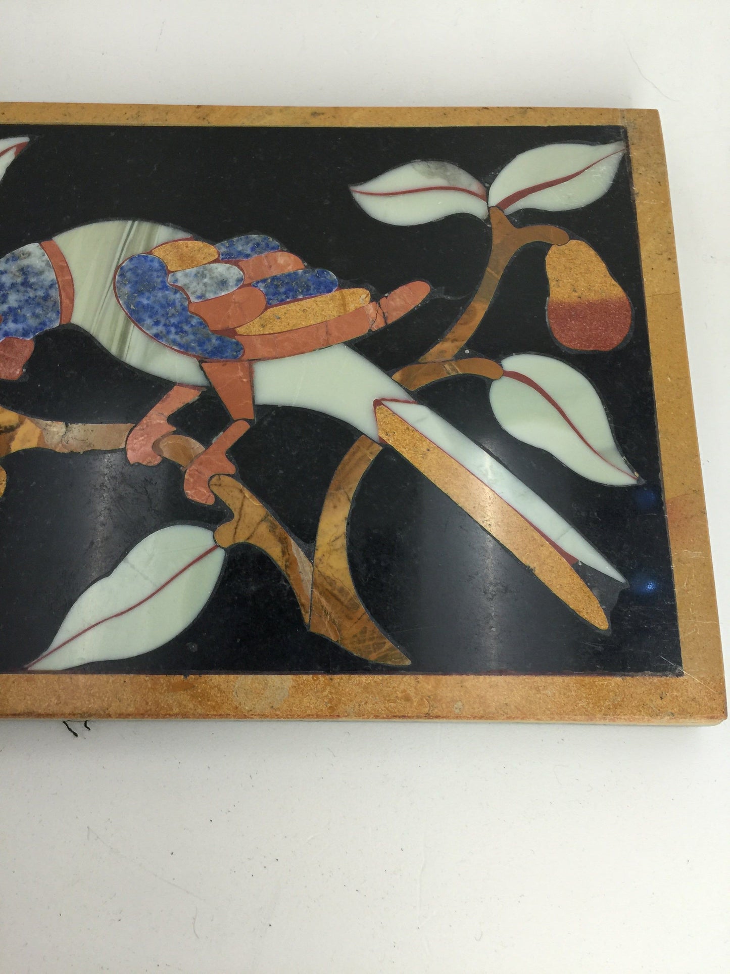 Italian Pietre Dure Panel of Parrot on Branch, Late 17th Century