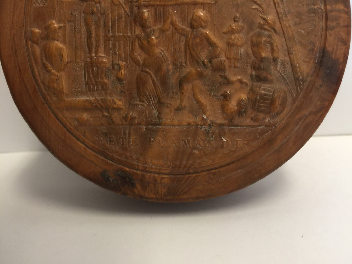 Pressed Wood Snuff Box, 19th Century "Fete Flamande"