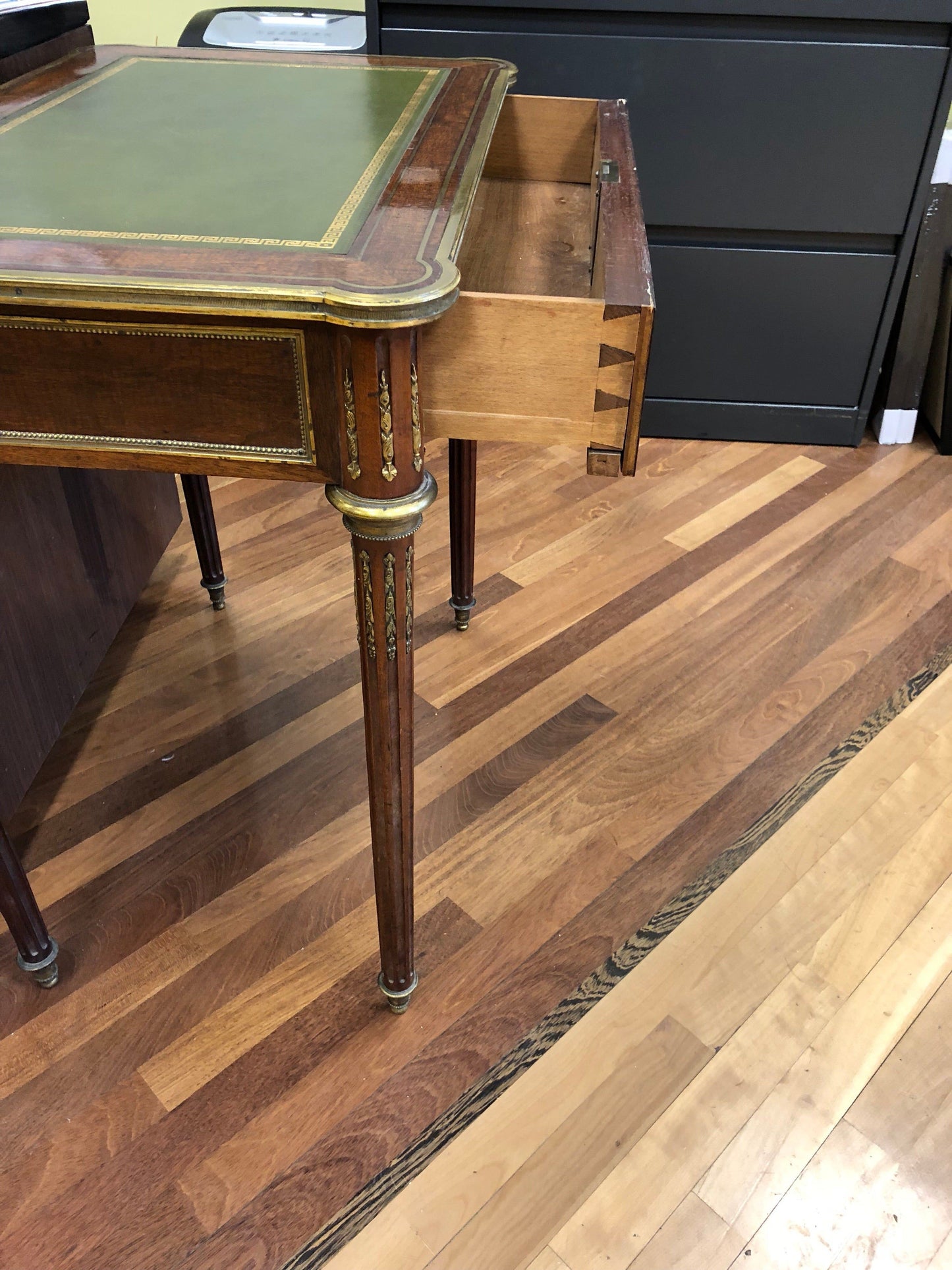 Louis XVI Style Brass Inlaid Mahogany Desk, 20th Century