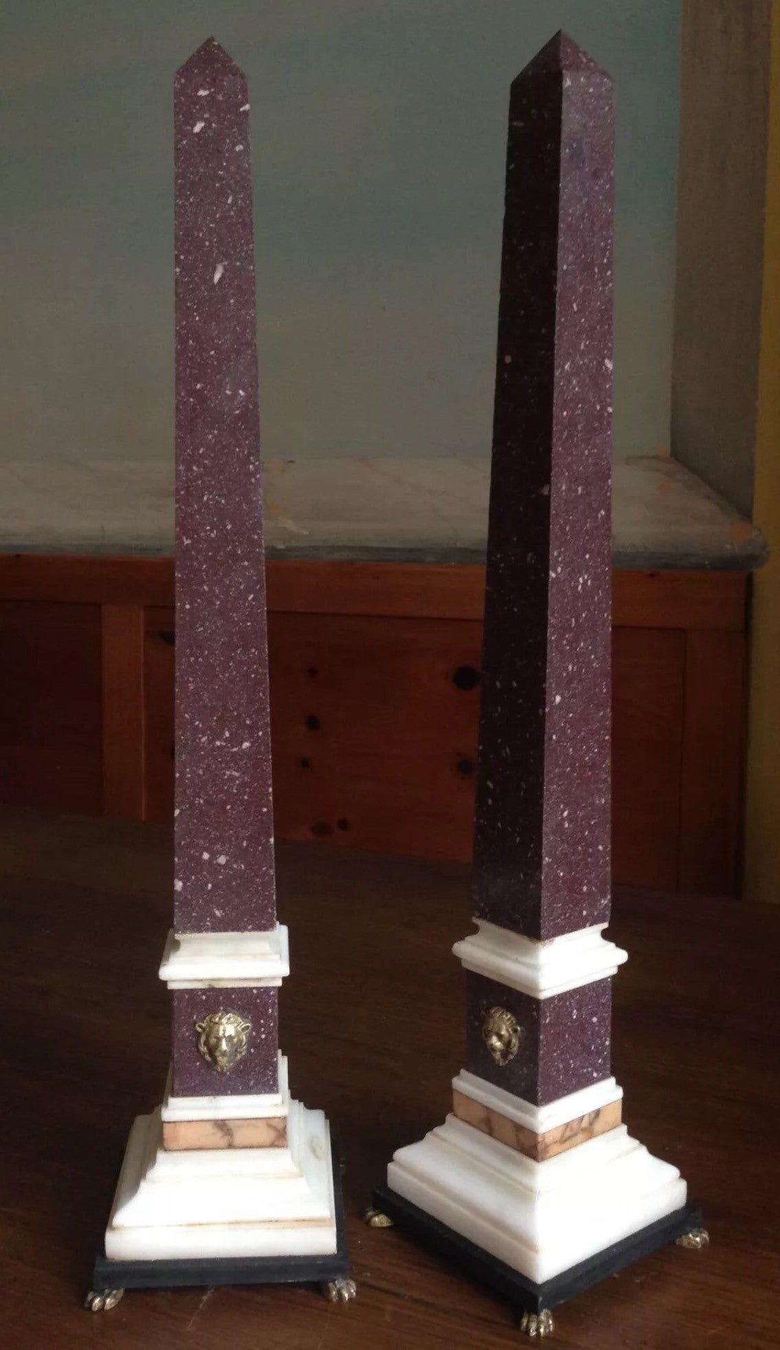 Pair of Grand Tour Egyptian Porphyry Obelisks, 19th Century