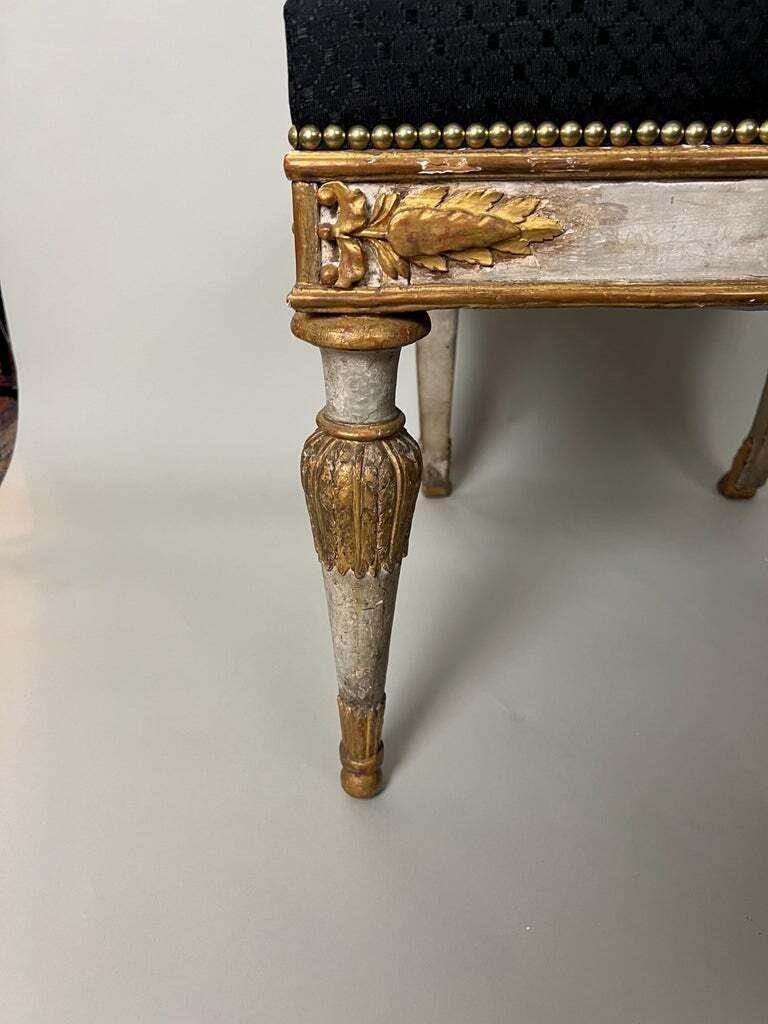 Pair of Italian Genoese Carved Parcel Gilt Side Chairs, circa 1820-30