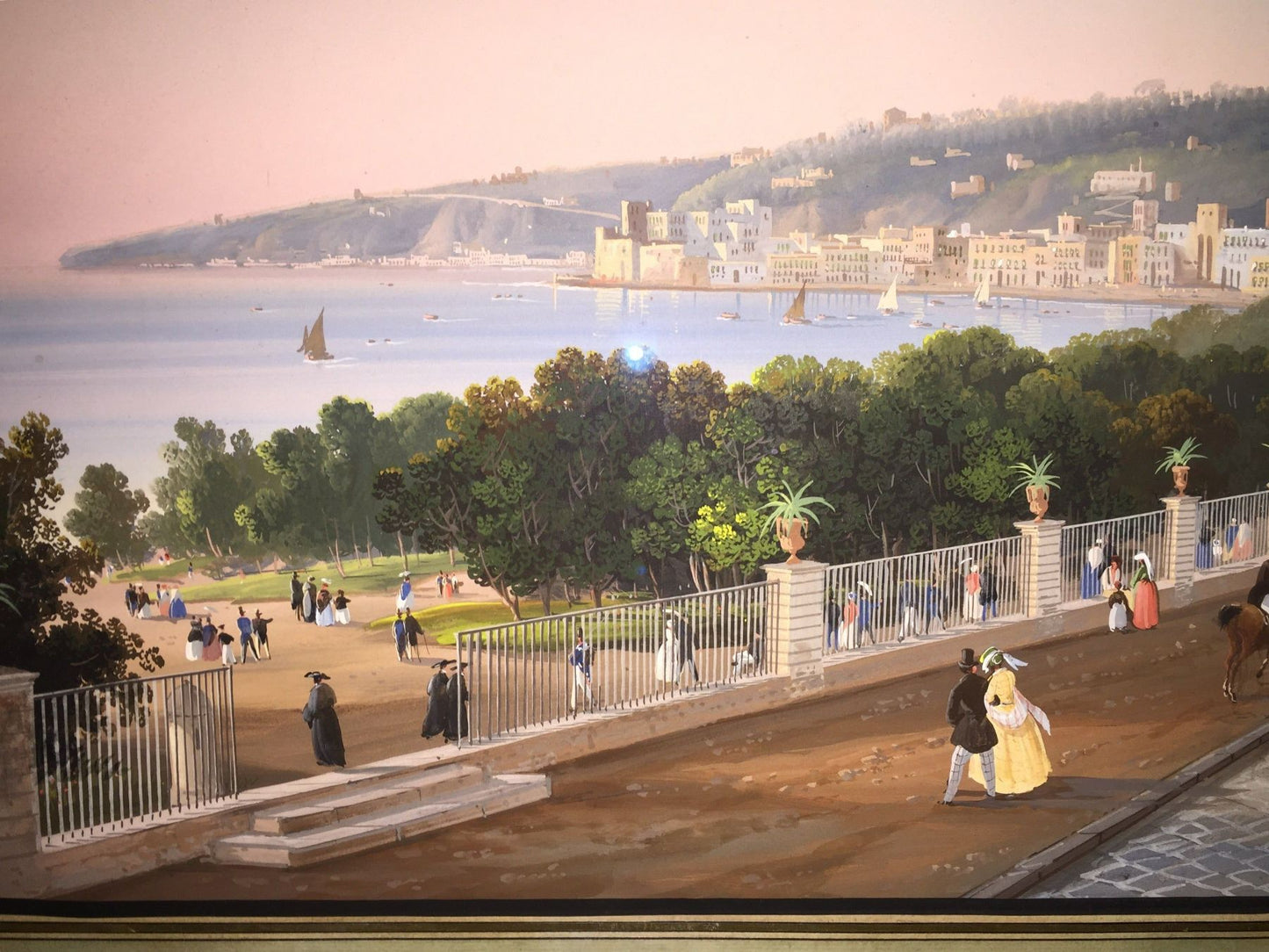 Italian Gouache Depicting a View of Posillipo from Naples, 19th Century