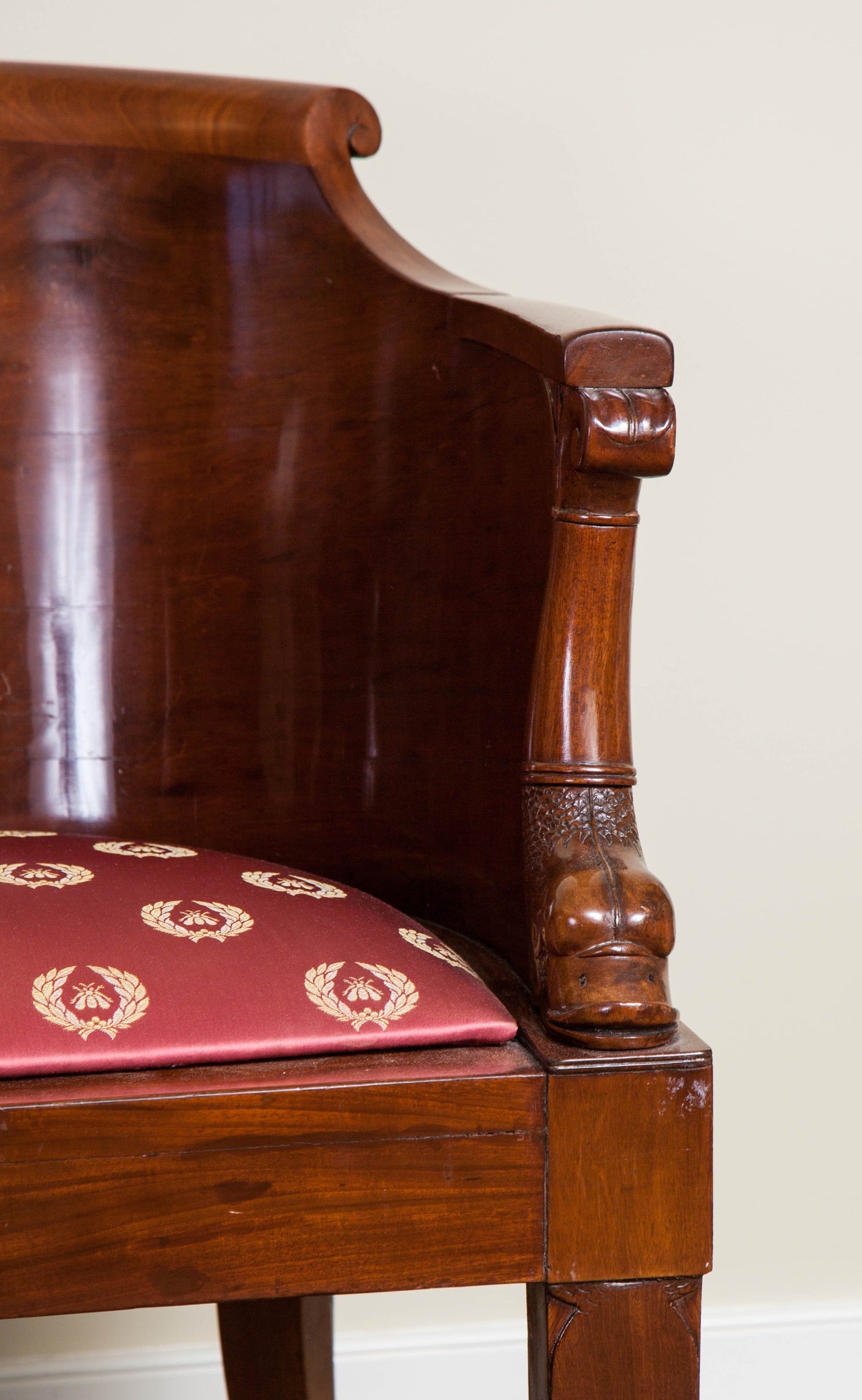 Empire Solid Mahogany Desk Chair, Early 19th Century