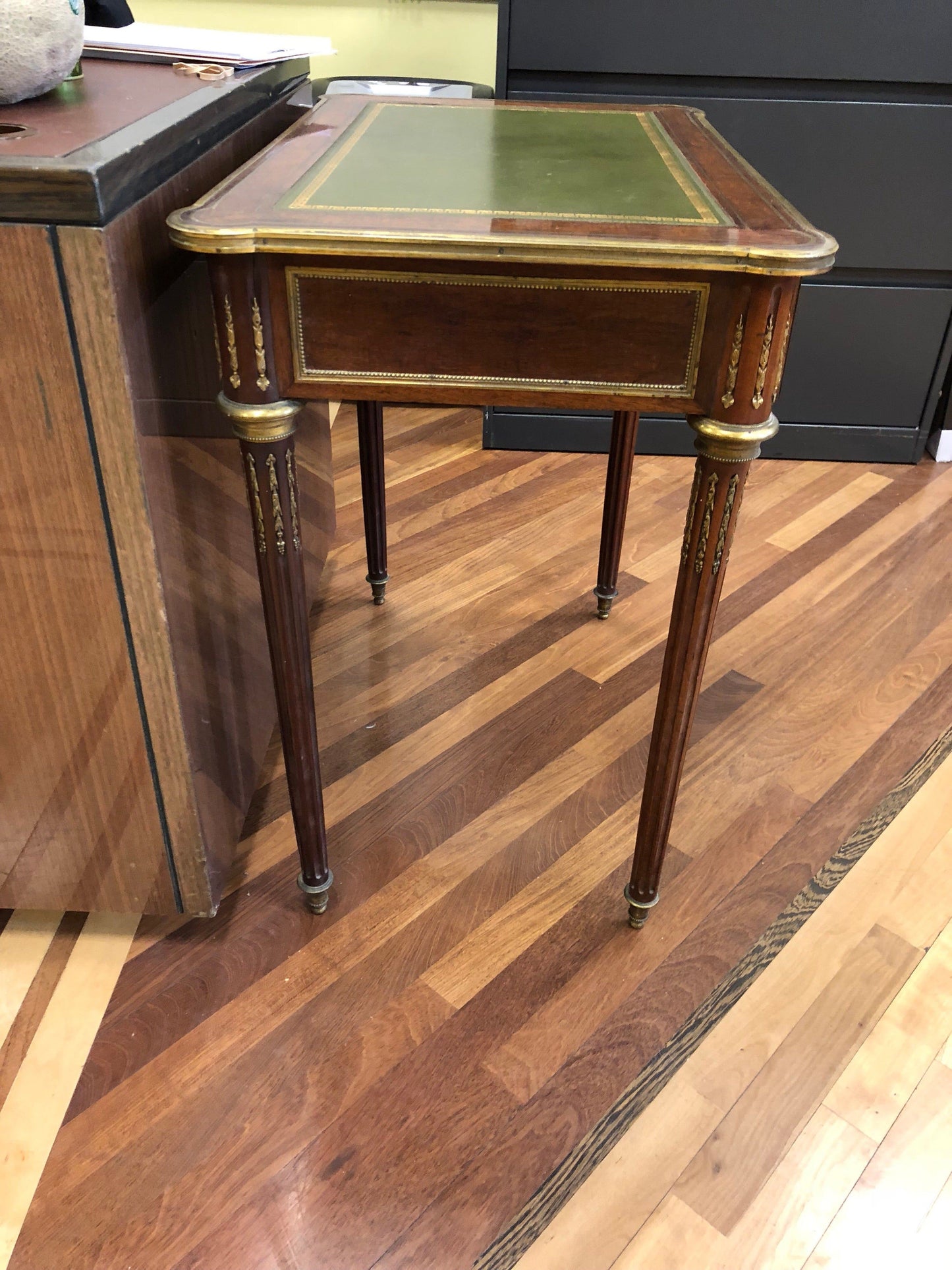 Louis XVI Style Brass Inlaid Mahogany Desk, 20th Century