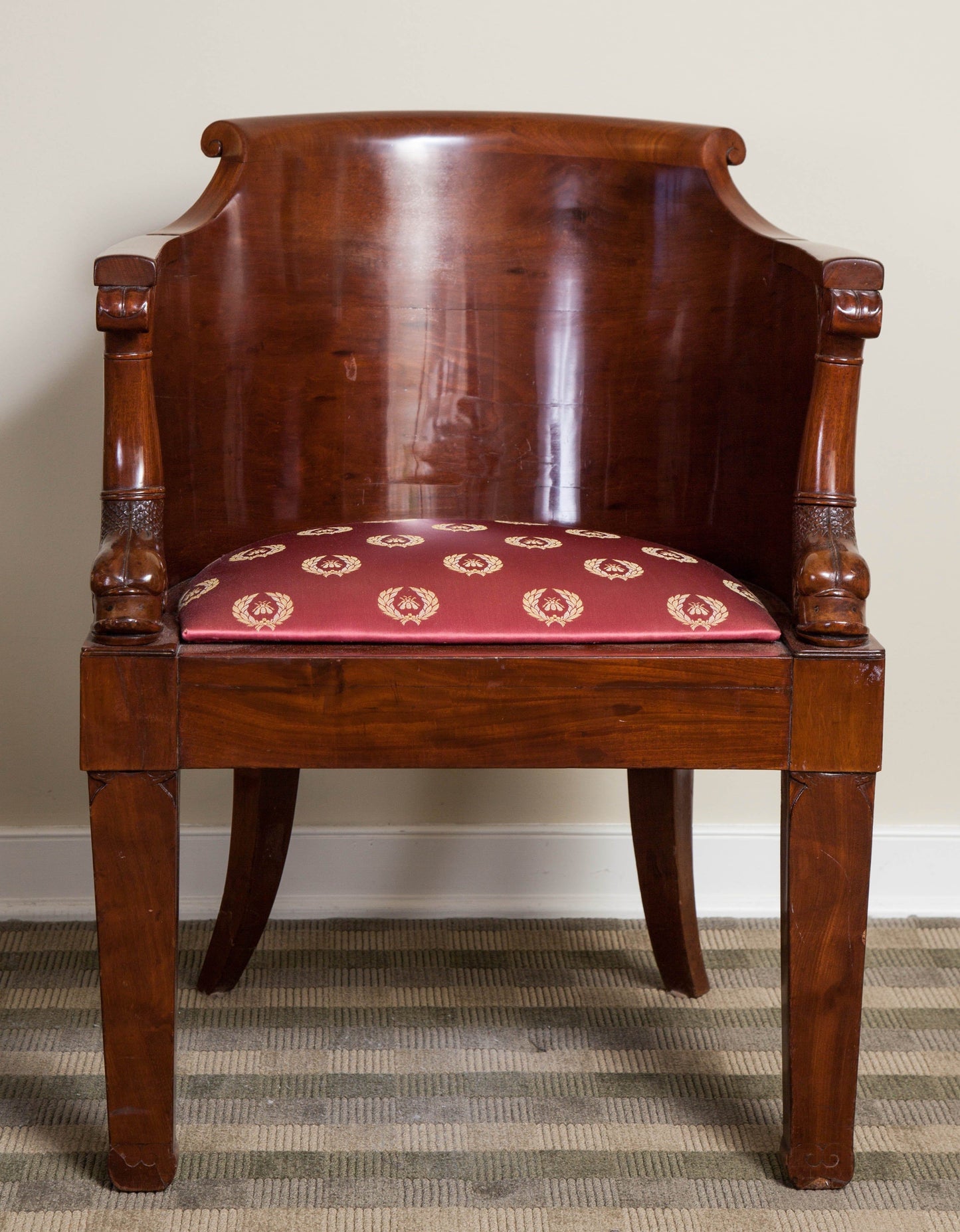 Empire Solid Mahogany Desk Chair, Early 19th Century