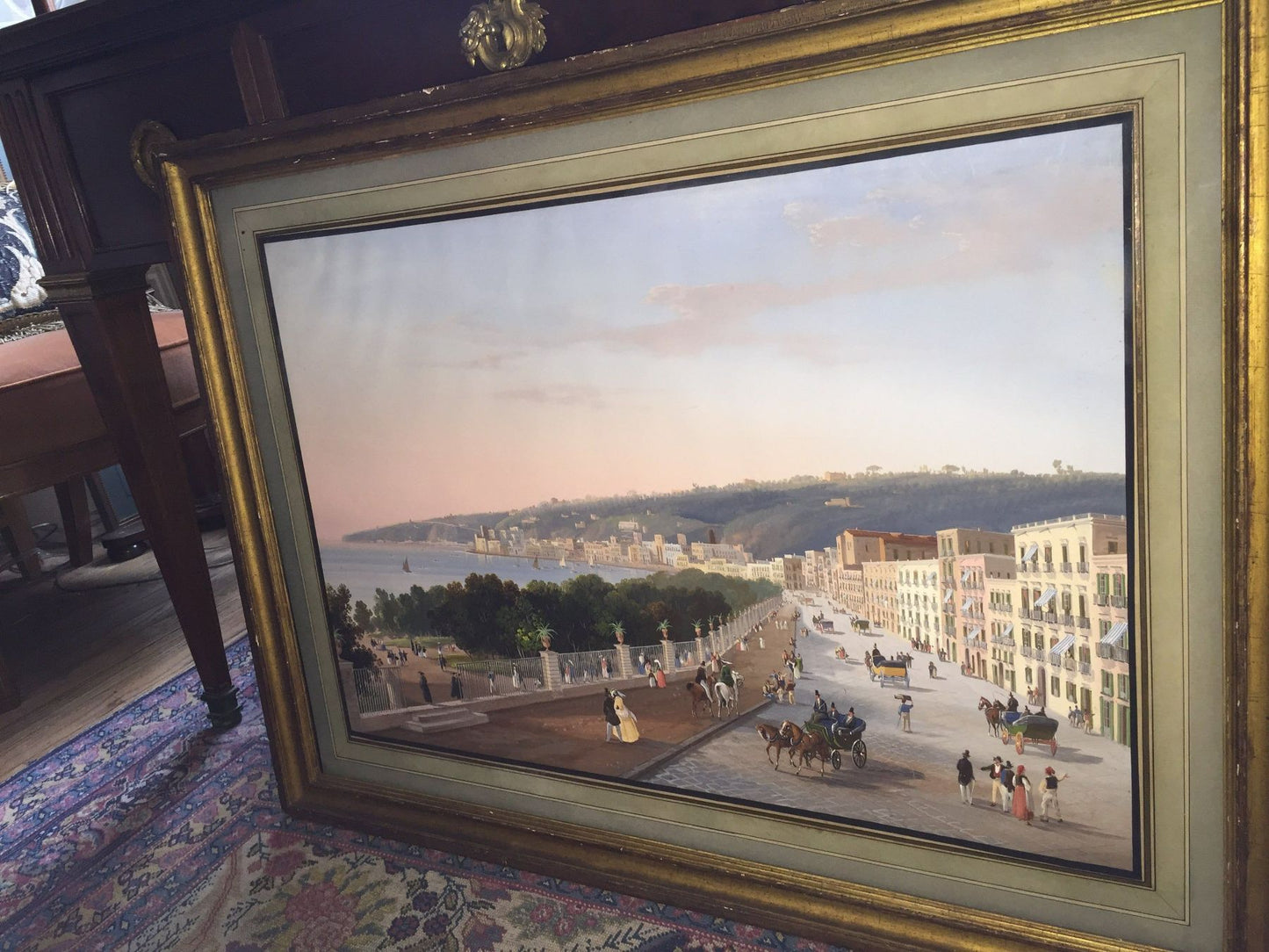 Italian Gouache Depicting a View of Posillipo from Naples, 19th Century