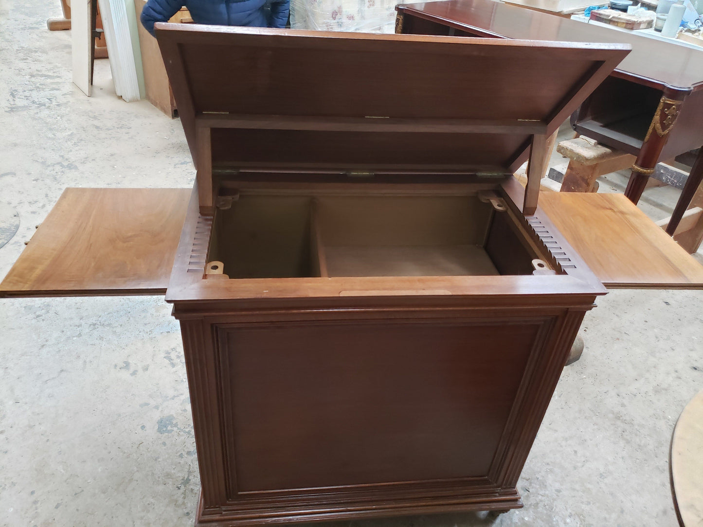 Louis XVI Style Mahogany Architects Table with Side Cabinet, 20th Century