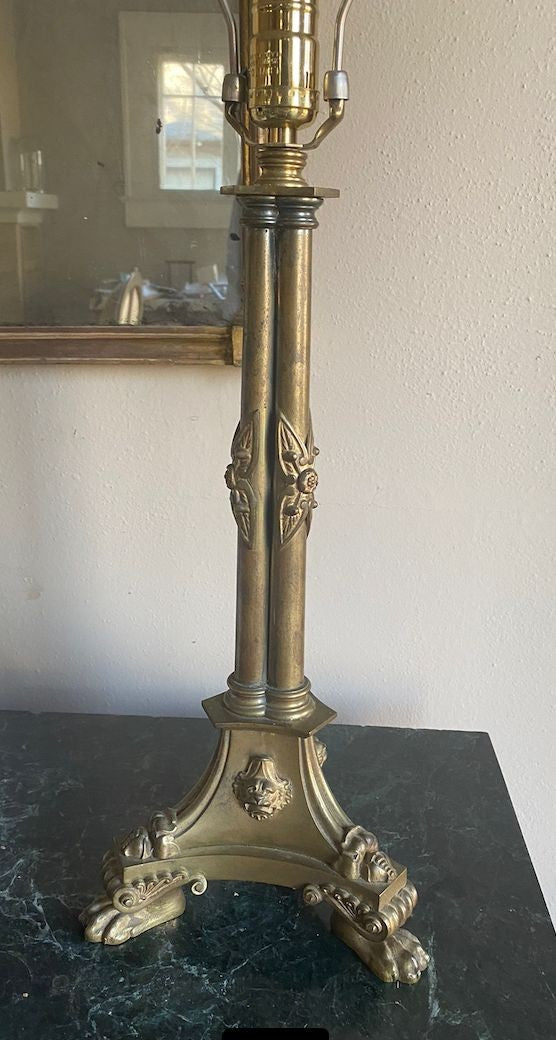 A George IV 'Cluster-Column' Bronze Lamp, Early 19th Century