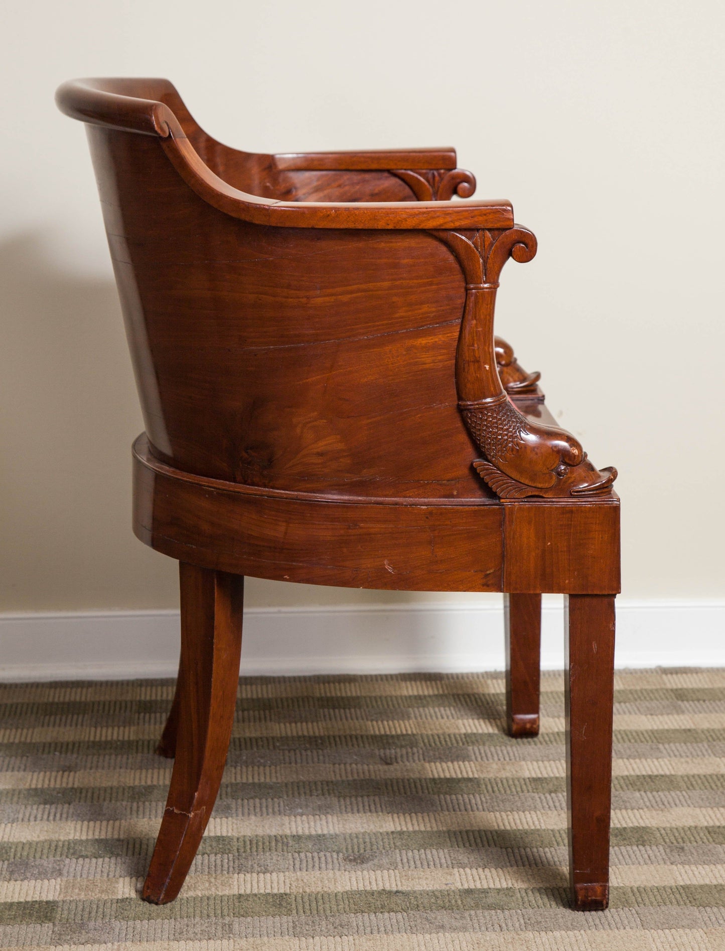 Empire Solid Mahogany Desk Chair, Early 19th Century