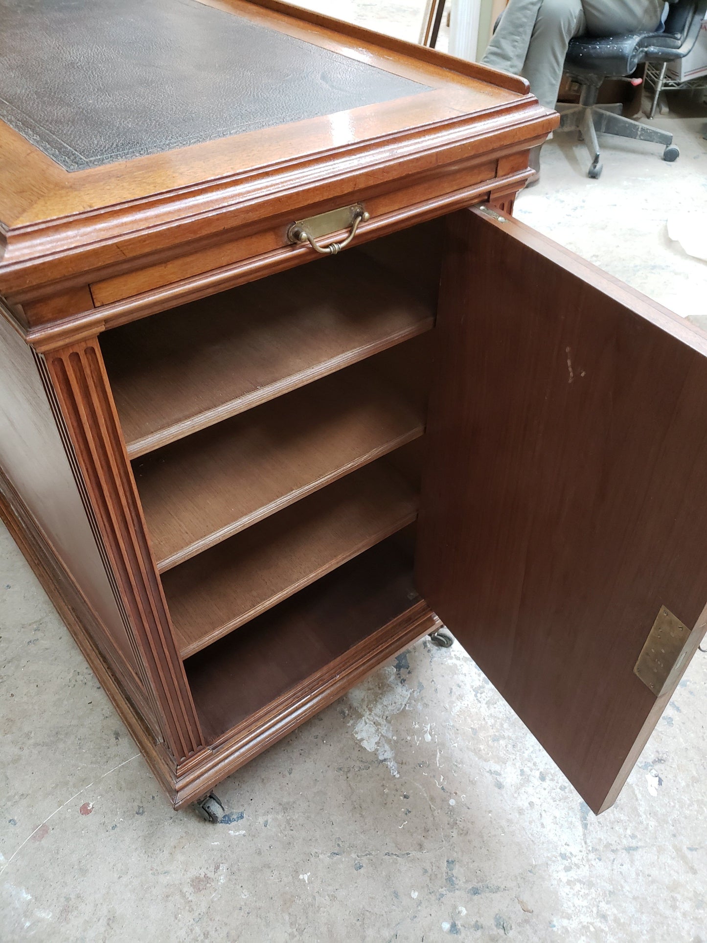 Louis XVI Style Mahogany Architects Table with Side Cabinet, 20th Century