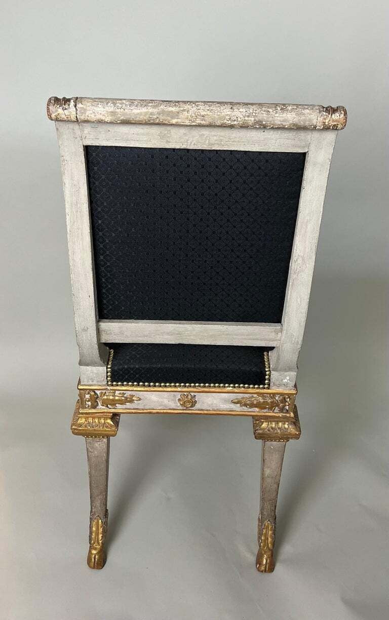 Pair of Italian Genoese Carved Parcel Gilt Side Chairs, circa 1820-30