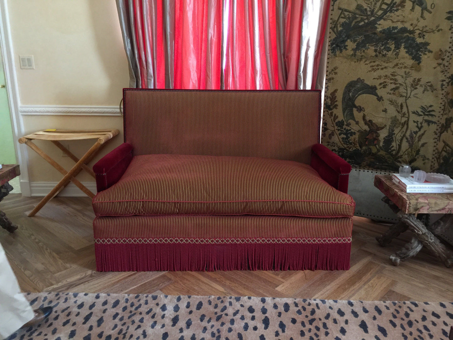 Pair of Mohair and Silk Striped Sofas