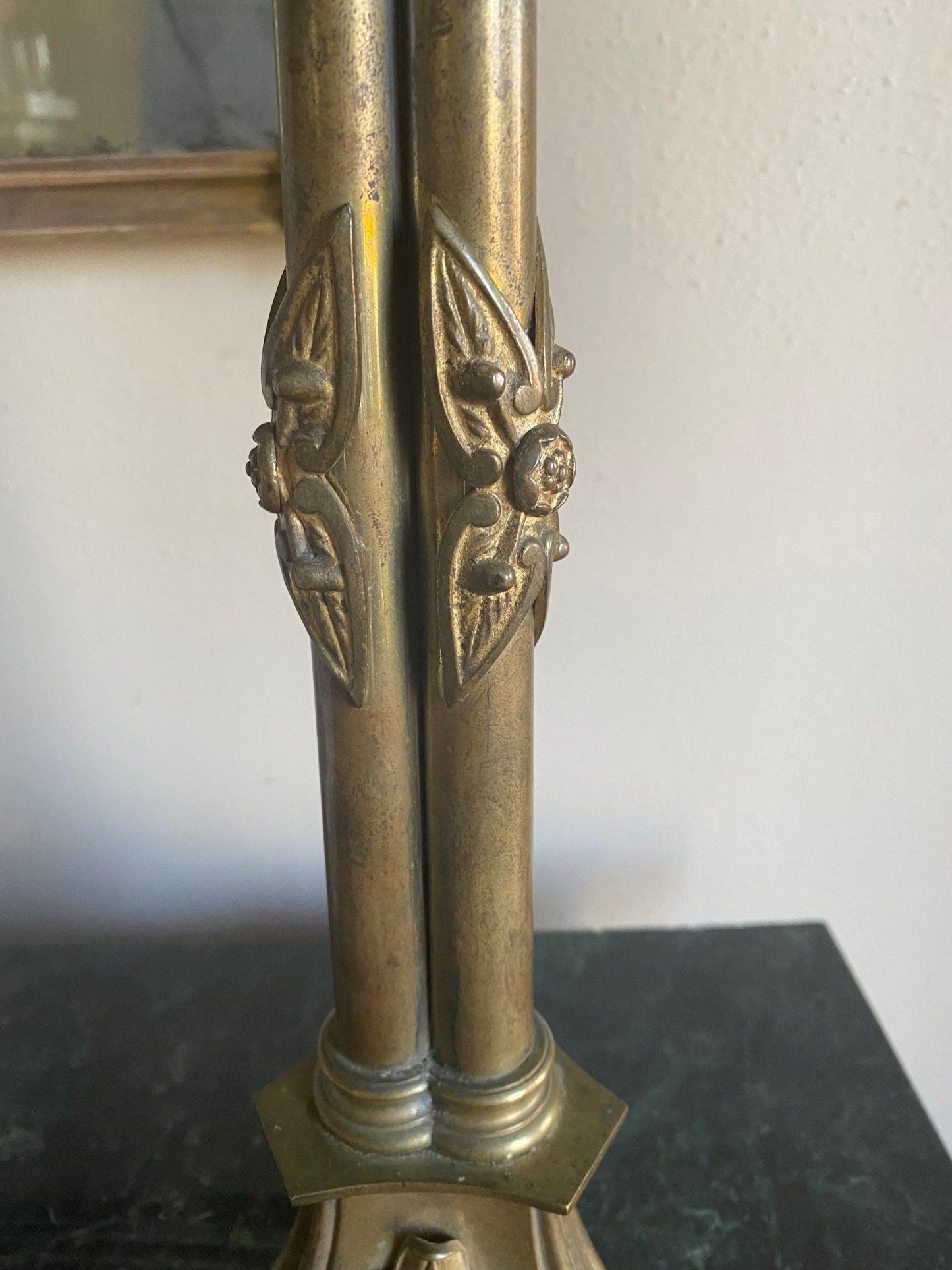 A George IV 'Cluster-Column' Bronze Lamp, Early 19th Century