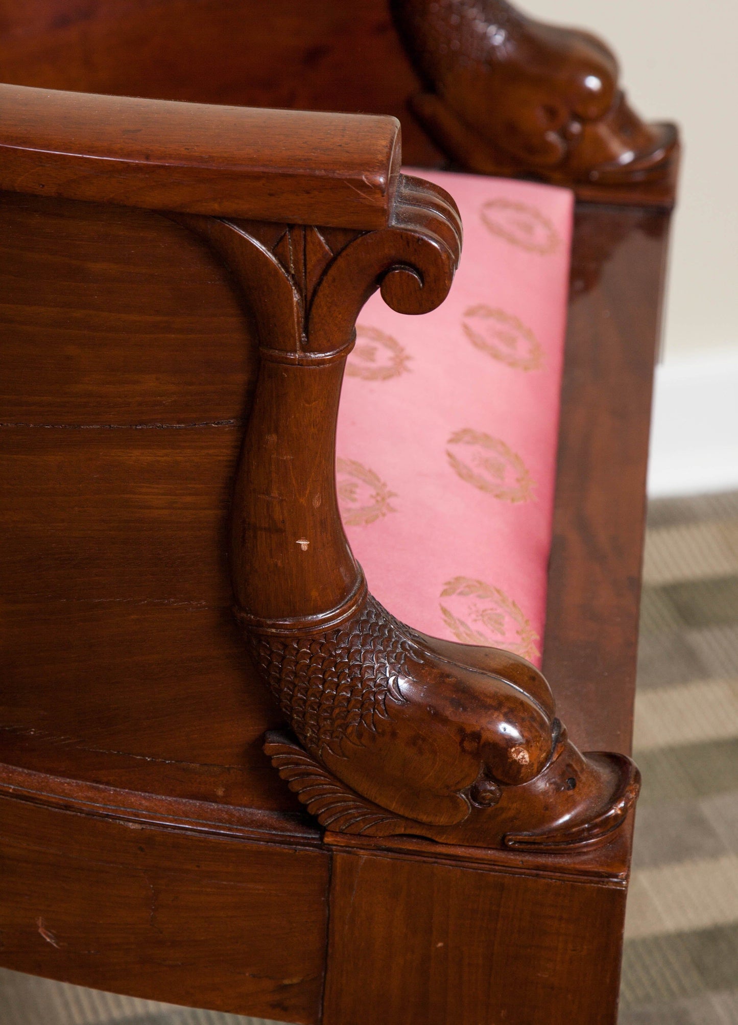 Empire Solid Mahogany Desk Chair, Early 19th Century