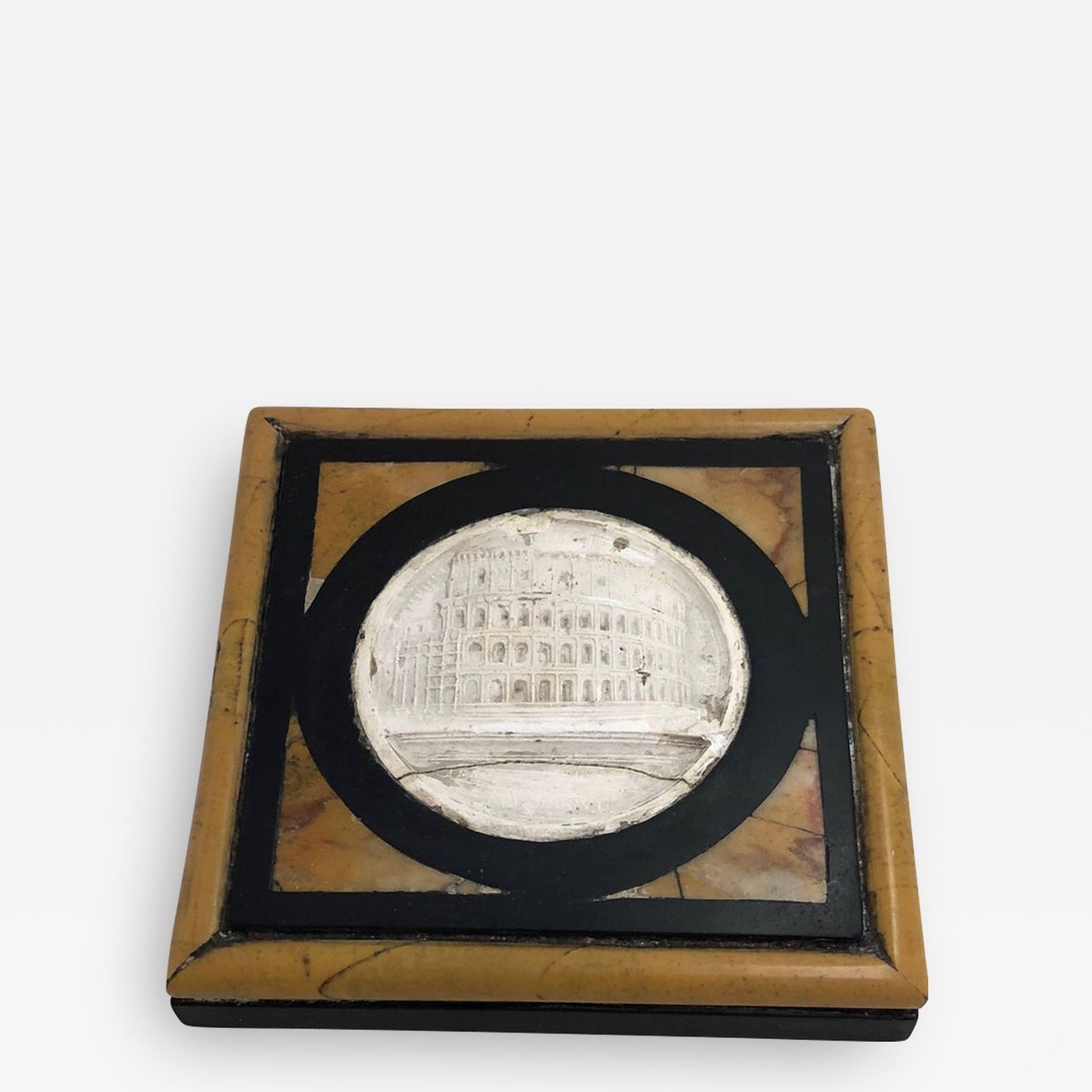Grand Tour Inlaid Specimen Marble Paperweight, Late 19th Century