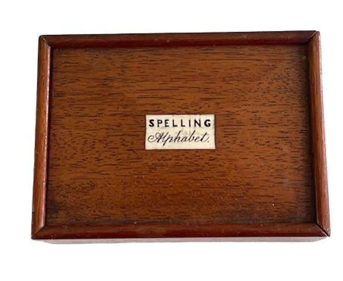 A Mahogany Box with Bone Letters of the Alphabet, Scottish, 19th Century