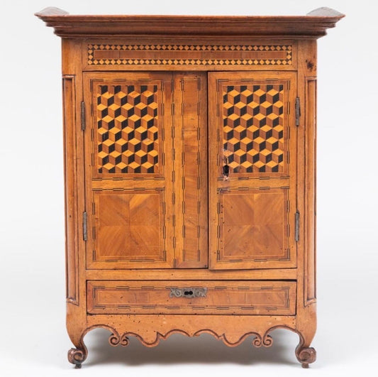 Louis XV Miniature Parquery Armoire, Circa 1760