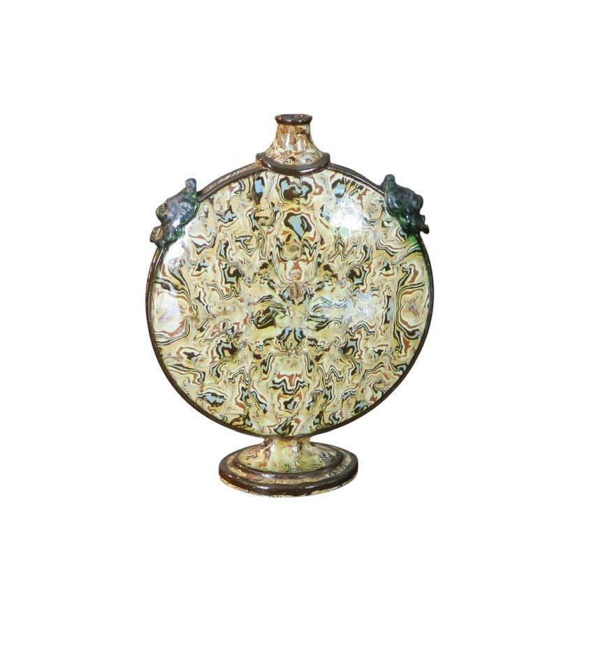 A French Early 19th Century Agate Ware Pilgrim Flask, probably Apt
