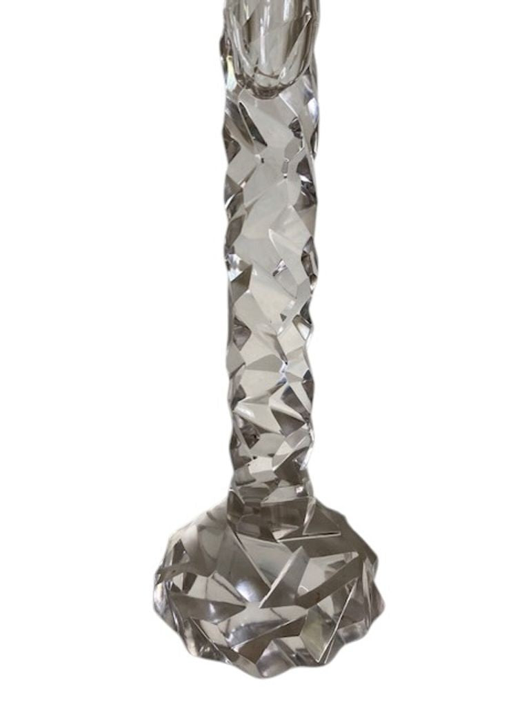 Large Pair of Faux Rock Crystal Candlesticks, after Van Day Truex