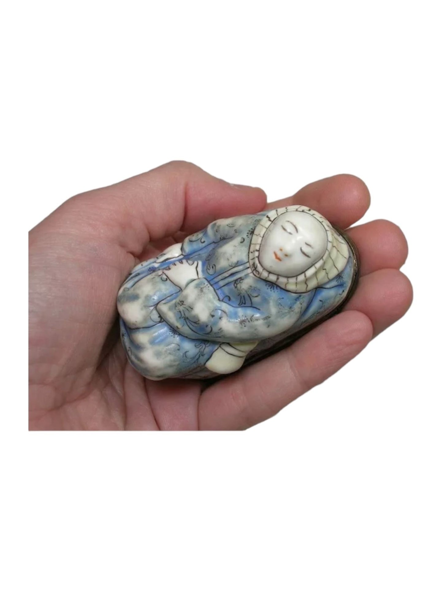 A Chantilly Silver Mounted Snuff Box of a Sleeping Monk, Mid 18th Century