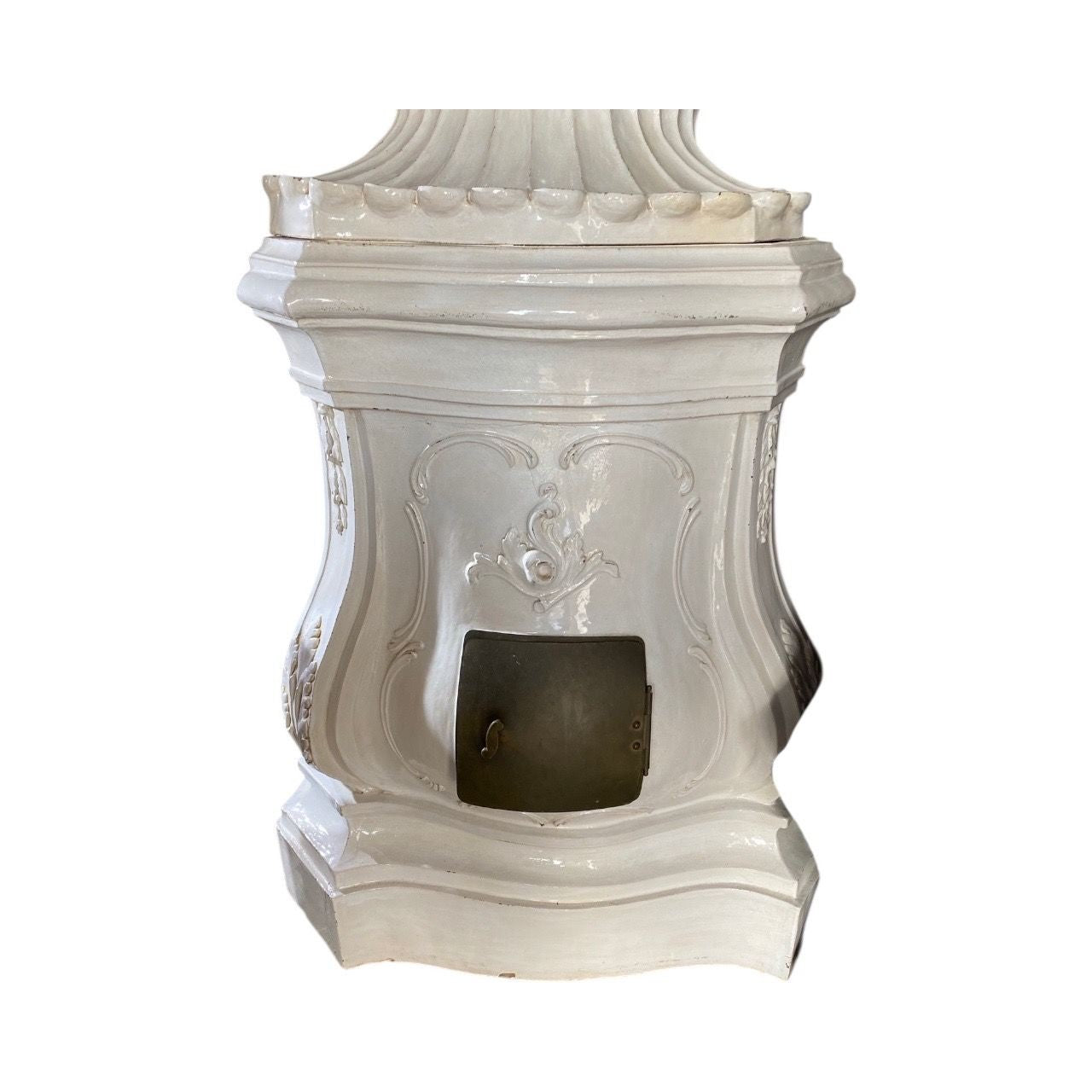 An Italian or Austrian Chinoiserie Off White Glazed Terracotta Stove, 20th Century