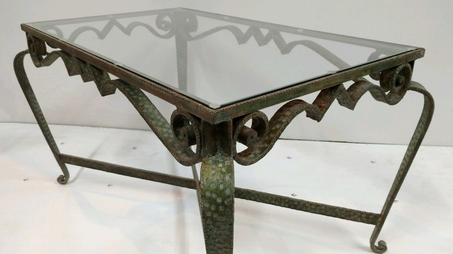 Hammered Wrought Iron Coffee Table, Attributed to Pier Luigi Colli