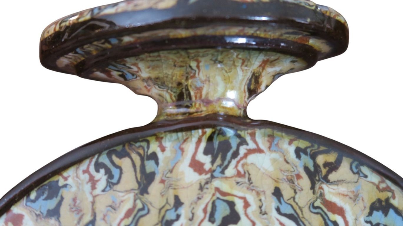 A French Early 19th Century Agate Ware Pilgrim Flask, probably Apt