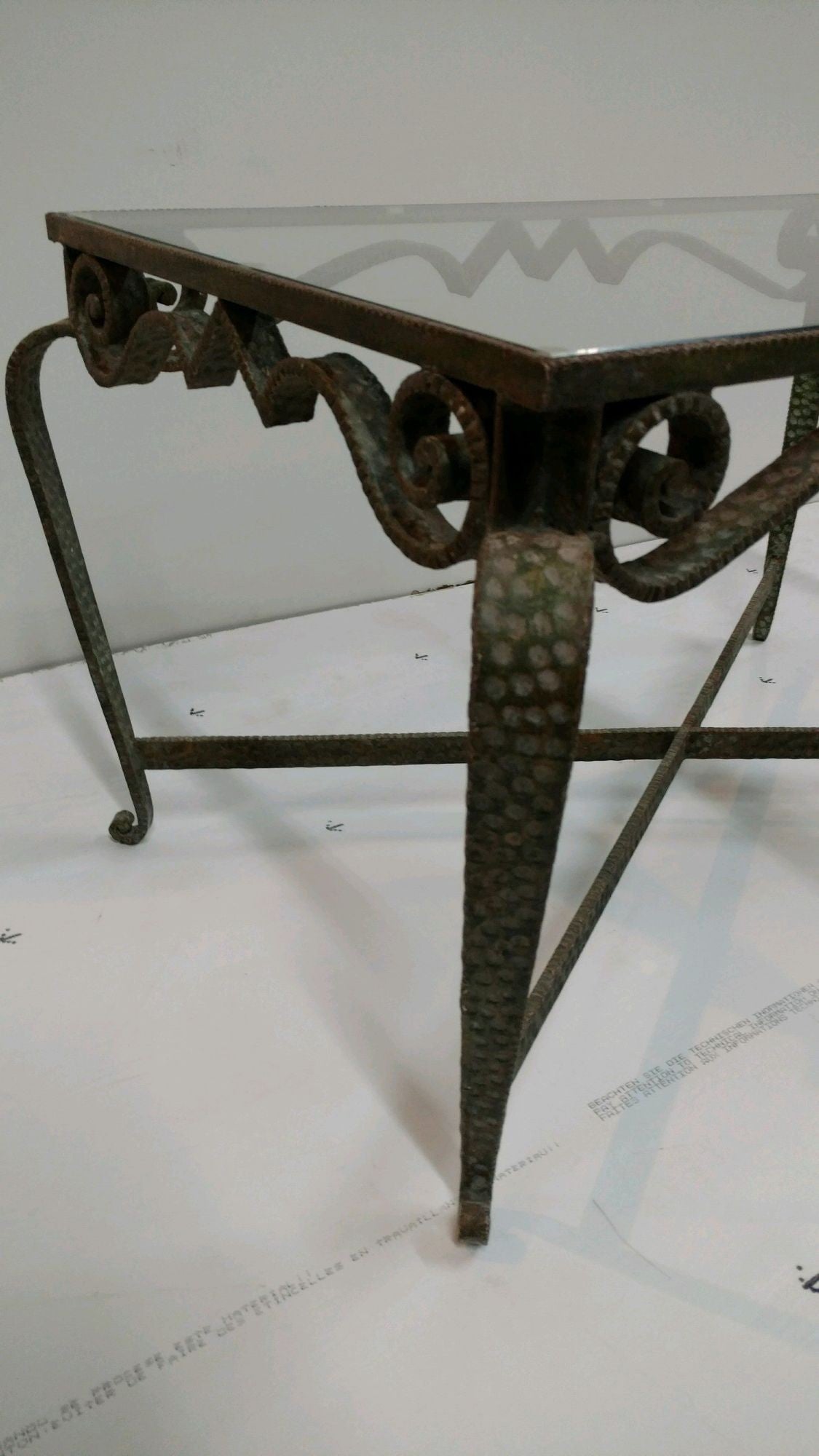 Hammered Wrought Iron Coffee Table, Attributed to Pier Luigi Colli