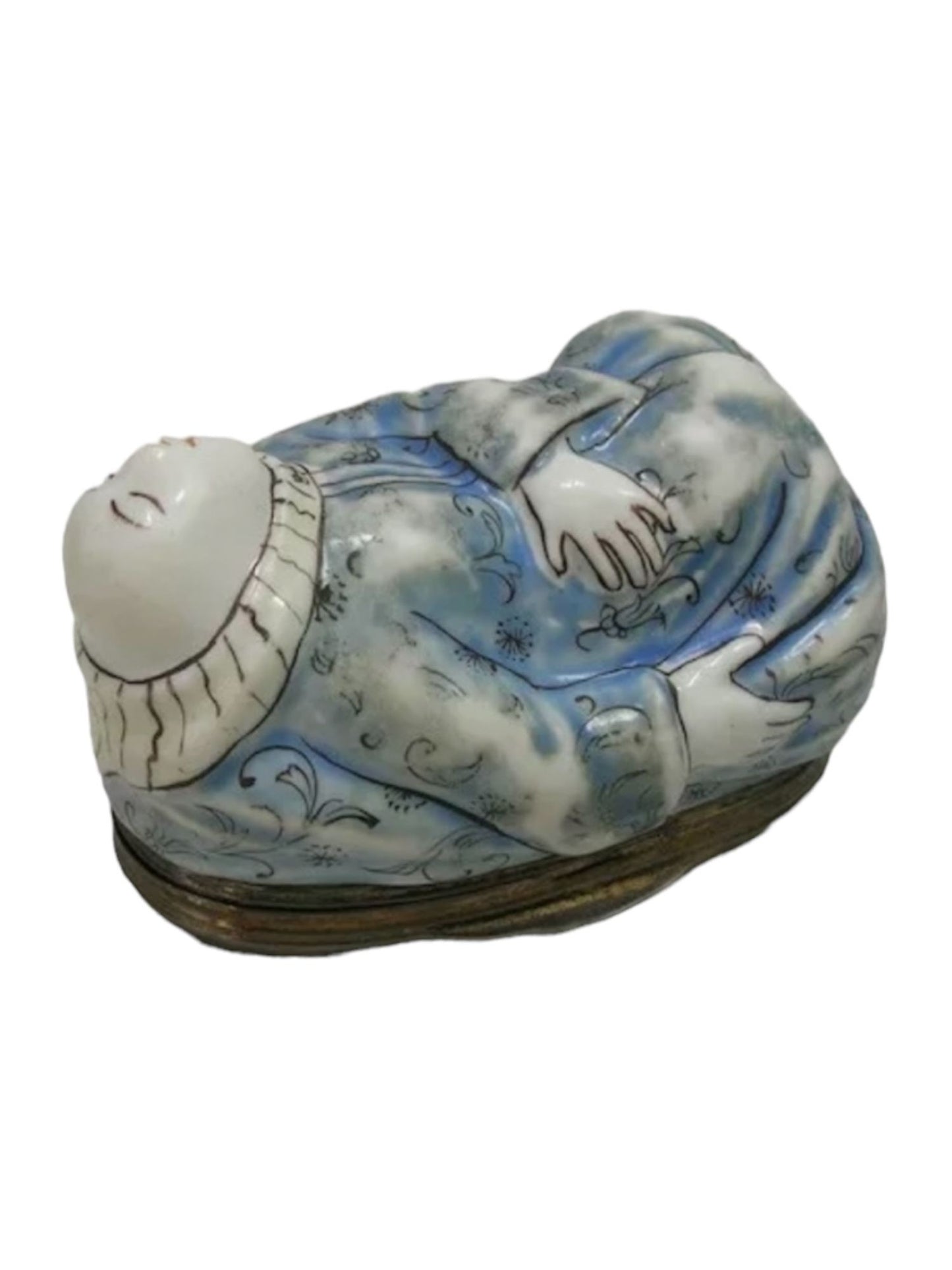 A Chantilly Silver Mounted Snuff Box of a Sleeping Monk, Mid 18th Century